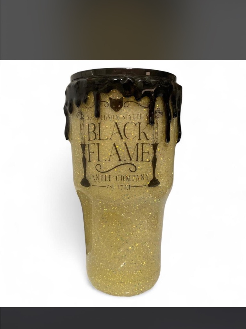 Black Flame Candle Company Glitter Tumbler with Drip Details